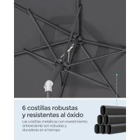 Sombrilla de Jardín 300 cm, UPF 50+, Parasol, 30 ° de Inclinación en dos Direcciones, con , para Patio, Terraza, , Piscina, sin Base, Beige GPU30BE - details 80