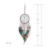 Red de atrapasueños turquesa Simple, colgante de pluma de un solo anillo, colgante creativo para balcón, sala de estar y dormitorio - details 1