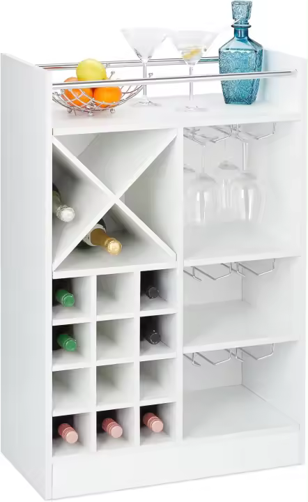 relaxdays Botellero Grande para 22 Botellas de Vino, Mueble Bar, De Pie, Tablero Aglomerado, 1 Unidad, 96x63x35 cm, Marrón, Fibras, 96 x 63 x 35 cm - 1