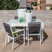 Silla de jardín apilable Deluxe Tailandesa |   De aluminio y textileno |   Tamaño 55x60x86 cm. |   (2, Negro y Marrón) - details 7