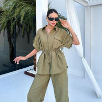 Novedad de verano, moda informal para mujer, conjunto de dos piezas con bolsillo y cordón estilo Cargo, ropa de mujer - details 11