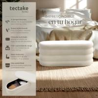 Taburete Almacenaje Bouclé, Carga: 120 kg, MDF, Puff Almacenaje, Taburete Dormitorio, Reposapies Puff, Zapatero Entrada Recibidor, Asiento Acolchado, Ideal Salón Hogar - 42 x 47 cm Crema - details 10