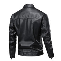 Nuevas camisetas informales transpirables para hombre, moda para actividades al aire libre, abrigo cómodo liso con cuello levantado, chaqueta de cuero Retro a prueba de viento para otoño e invierno para hombre - details 2