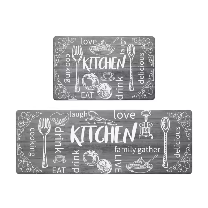 Alfombra de cocina antifatiga Alfombra de cocina antideslizante impermeable Cómodo antideslizante Colorido Resistente a la suciedad Alfombra para pies 40*60+40*120cm Gris - 1