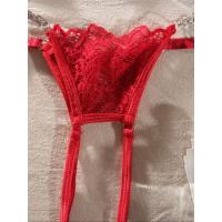 Conjunto de lencería de encaje floral erótico, sujetador abierto transparente y tanga con cadena, lencería sexy y ropa interior - details 16