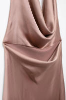 Vestido largo de satén sin mangas para mujer, casual Tre con escote grande y espalda abierta, fruncido, verano - details 14