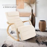 Silla Mecedora Ergonómica, Reposapiés Ajustable en 5 Posiciones, Cojín Mullido con Cierre, Almohadillas Antideslizantes, Estructura Robusta, Sillon Lectura, Muebles de Salon - Gris Oscuro - details 15