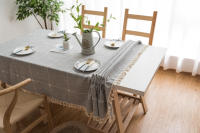 Mantel antimanchas rectangular, Diseño cuadrado de bordes para Decoración de mesa de Comedor - details 18