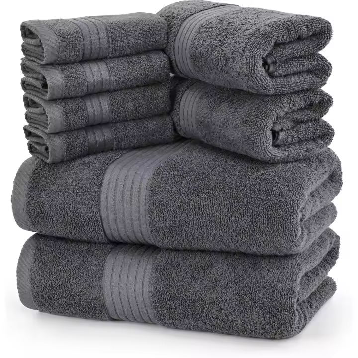Utopia Towels - Juego de Toallas de 8 Piezas de 700 gsm; 2 Toallas de baño, 2 Toallas de Mano y 4 Toallas de Ducha - Algodón - Lavable a máquina, Calidad de Hotel (Gris) - 1