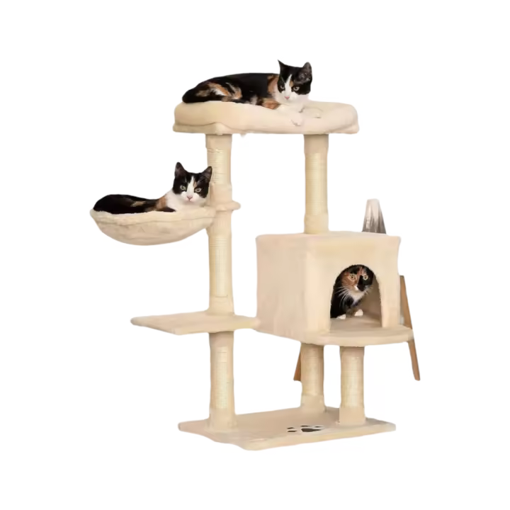 Árbol rascador para Gatos Altura 93 cm, Beige - 1