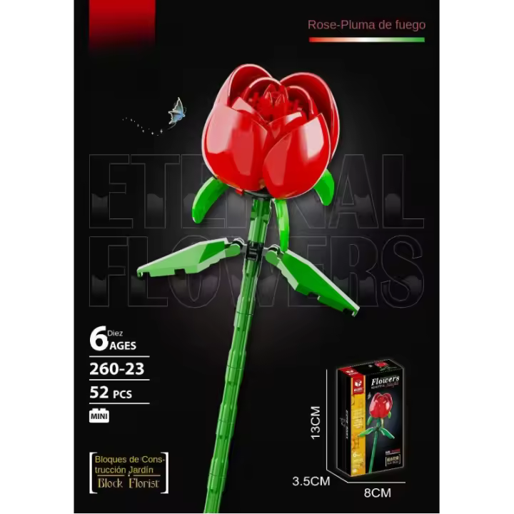 Regalos hechos a mano de bloques de construcción, flores inmortales, San Valentín, Navidad, Madre, Maestra, Día de la Mujer, - 1