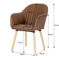 Silla de Comedor Estilo Vintage Juego de 1, Silla Cocina, Silla Nordica con Respaldo y Reposabrazos, Tela Pana, Estructura de Madera, Sillas para Tocador, Escritorio, Crema, EZS26cm-1 - details 20