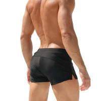 Los hombres bañadores de cintura alta apretado tiras boxeadores moda color sólido - details 3