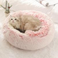Esterilla redonda de felpa larga y cálida para mascotas, cueva interior, saco de dormir, casa para perros, cojín para gatos, cama para gatos, suministros de invierno - details 2