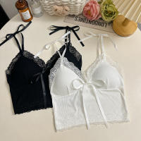 Camisola de encaje con lazo y almohadilla para el pecho para mujer, ropa interior sexy de corte bajo, libre de usar, nuevo - details 8