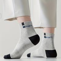 5/10 Pares de Calcetines Deportivos Transpirables para Hombre, Calcetines de Running al Aire Libre con Estampado de Letras Elegantes y Alta Elasticidad. - details 1