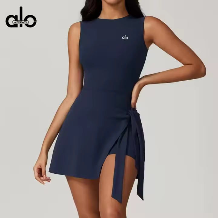 ALO yoga bádminton vestido sin mangas mujer anti-go off legging una pieza vestido de tenis al aire libre ropa deportiva falda corta - 1