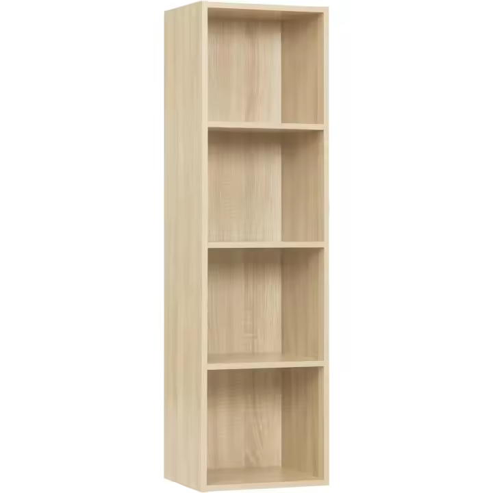 4 Cubos Compartimentos, Estanteria Columna Alta, Estantes de Piso para Exposición, Libreria Blanca para Oficina - 1