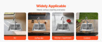 SucceBuy Estación de trabajo para fregadero de cocina, fregaderos de montaje superior de 40 cm, fregadero simple de acero inoxidable 304, con accesorios - details 5