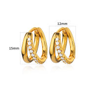 Pendientes De Cristal Zirconia Redondos Para Mujer Acero Inoxidable Color Oro Estilo Piercing Joyería De Boda Fiesta Regalo Para Mujer - details 2