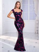 Vestido de Fiesta con Lentejuelas Elásticas Hombros Descubiertos, Cuello en Escala, Sin Correas, Vestido de Noche para Mujeres - details 1