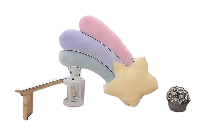 Cojín de Dormir Suave con Concha Diseño de Luna y Estrella de Tiro Juguete de Peluche Colorido - 1