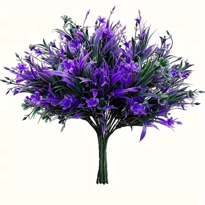 Flores Artificiales Vibrantes y Moradas 6pcs Protección UV Vegetación Falsa Realista para Decoración Interior y Exterior Ideal para Colgar en Cajas de Ventana, Jardín y Detalles de Boda - 1