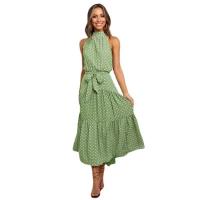 Vestido de tirantes con estampado de lunares y cuello halter para mujer, Vestido de verano - details 1