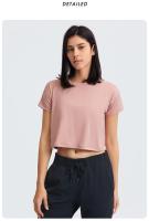 Blusa holgada sin costuras para mujer, Top corto de manga corta para Yoga, correr, Fitness, gimnasio, secado rápido - details 19