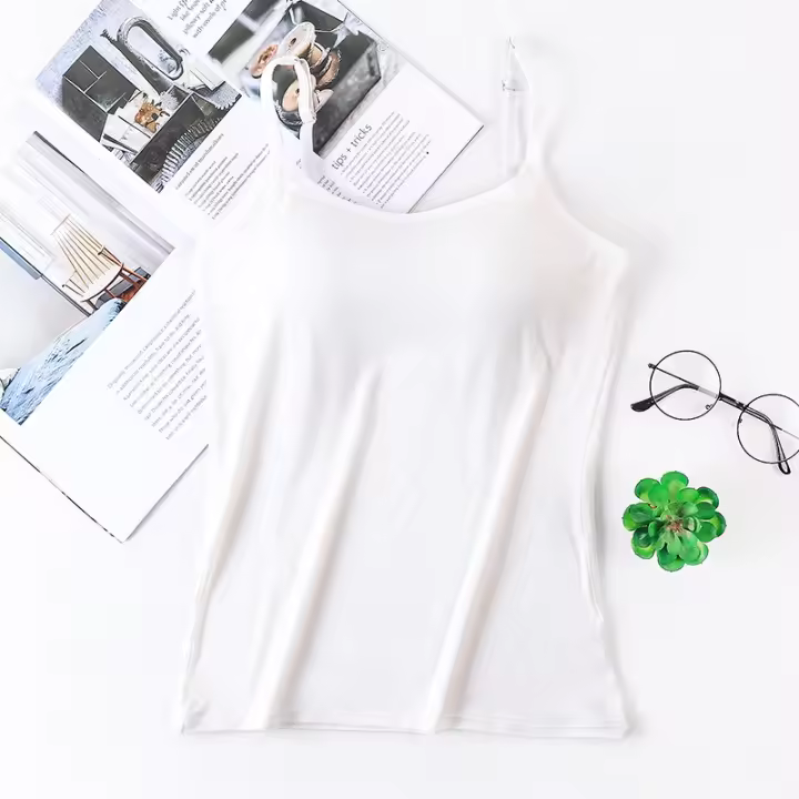 Camisola De Mujer Con Push-up Y Rellenos De Sujetador Anti-walking Color Sólido Talla Única Top De Verano De Algodón - 1