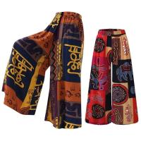 Pantalones de pierna ancha de estilo étnico para mujer, pantalones de Yoga Harem gitano Hippie tailandés bohemio con corte fruncido en la cintura - details 4