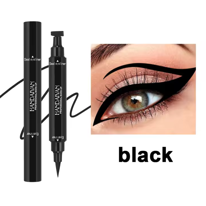 Handaiyan Hot Eye Makeup 2 en 1 Delineador de ojos con sello triangular de doble cabeza resistente al agua negro - 1