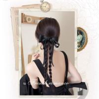 Estilo de Ballet, cola de caballo con lazo negro, extensión de cabello trenzado de boxeo, peluca de cola de poni, peluca trenzada de giro largo Natural para mujer - details 12