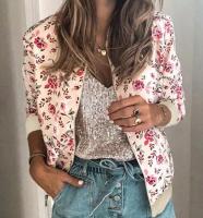 Chaqueta bomber elegante con estampado floral de primavera y otoño - details 10