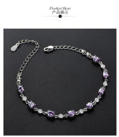 S Pulsera de plata pura con diamantes morados para mujer, pareja de amatista, estilo coreano, personalidad, serie forestal, joyería Bestie - details 2
