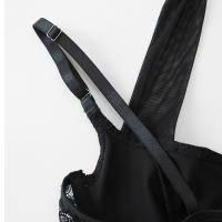 Sexy encaje calado hot top aros de acero con cierre de cuentas hebillas cuello halter negro - details 1