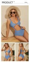 Monokini ahuecado para mujer, bañador de Color sólido, traje de baño Sexy de una pieza, microbikini ajustado, 2024 - details 6