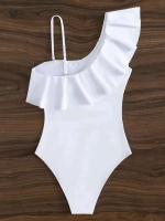TRE de malla con contraste de borde con volantes, bañador de baño de una pieza para mujer 2025, ropa deportiva de playa - details 9