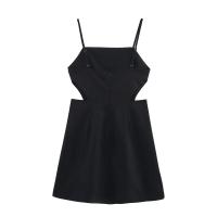 PB&ZA 2025 temperamento Simple diseño abierto Color sólido vestido con tirantes novedad de verano Falda corta de mujer - details 2