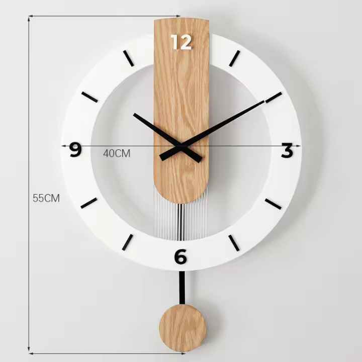 Reloj de Pared de Madera, Moderno, Silencioso, Decoración Grande para Cocina, Hogar, Sala de Estar y Dormitorio - 1