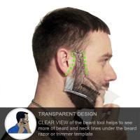 Peine de plantilla para dar forma a la barba para hombre, peine transparente negro para Barba, herramienta de belleza para el ho - details 6