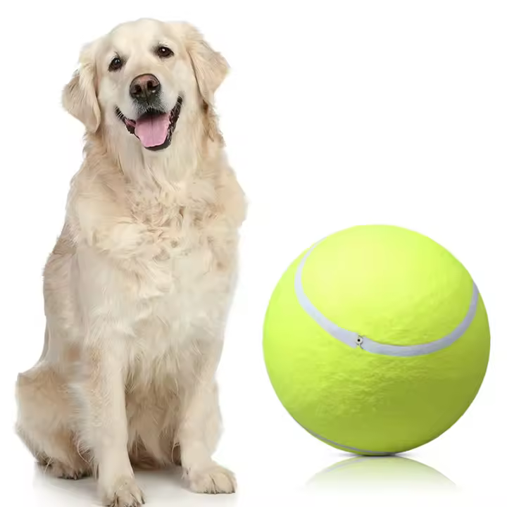 Pelota de tenis gigante para perro, juguete interactivo para masticar, inflable grande pelota de tenis, suministros para mascotas, juguetes para perros de grillo al aire libre, 24CM - 1