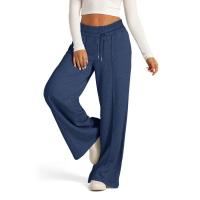 Pantalones femeninos con cordón, cintura elástica, Otoño Invierno, pantalones deportivos para mujer, pierna ancha, moda coreana gris claro - details 6