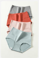 4 piezas Bragas de algodón de talla grande para mujer, ropa interior transpirable de cintura alta, moldeador de cuerpo, lencería sólida - details 4
