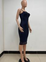 Vestido con tirantes francés ajustado sin mangas con temperamento que abraza la cadera con lentejuelas para mujer - details 10
