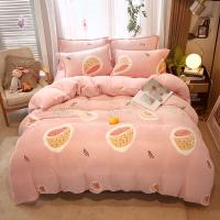 Sábana de Terciopelo Cálido Coral para Invierno con Estampado de Flor Hueso de Couette Suave y Grueso 240x220 - details 19