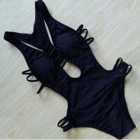 Traje de Baño de Tela Adhesiva de Una Pieza Floral Monokini sin Espalda de Corte Alto - details 16