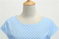 Women summer vintage 1950s 60s big swing party polka dot dress - details 47