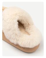 Zapatillas de algodón versátiles de Color sólido de felpa de fondo plano para mujer de invierno zapatos cálidos y acogedores para interiores y exteriores para hombre - details 3