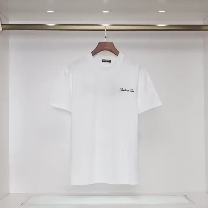 Camiseta Deportiva de Algodón Puro con Cuello Redondo Logo Impreso Delantero - 1